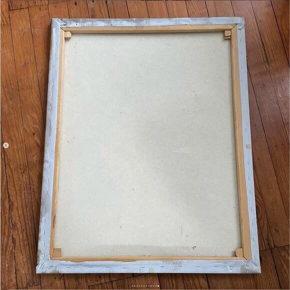 Vintage Flower Painting Large Floral Stretched Canvas Signed Pink Shabby 24x30" - Picture 10 of 10